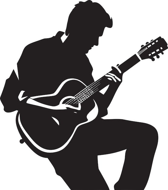 Strumming Serenade Musician Logo Vector Acoustic Aura Guitar Player Icon Design