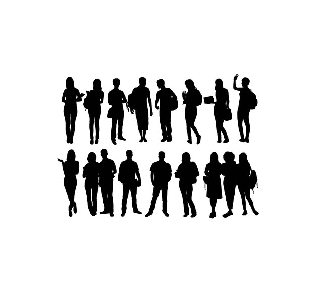 Vector student activity silhouettes art vector design