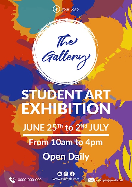 Student art exhibition flyer design template