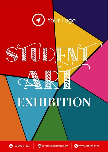 Vector student art exhibition flyer design