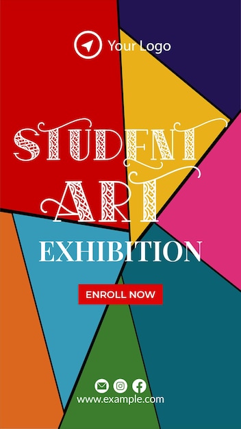 Vector student art exhibition portrait template design