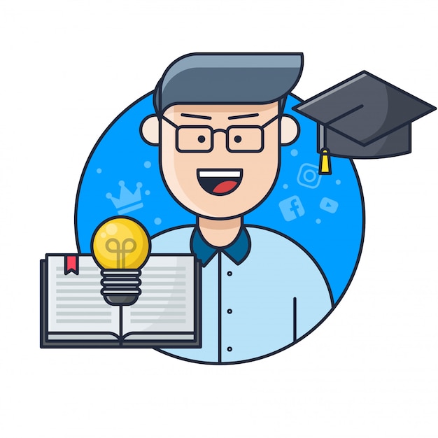 Vector student avatar illustration