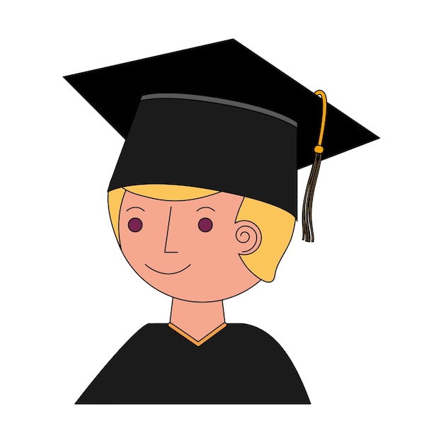 Vector student boy graduated avatar character