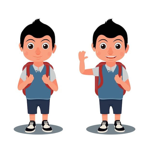 Vector student boy mochila roja