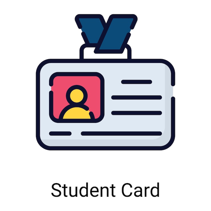 Vector student card color line icon isolated on white background