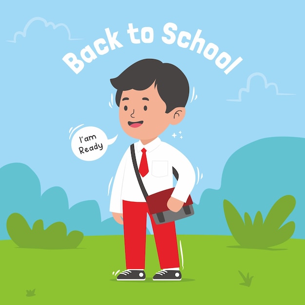 student cartoon design ready to back to school