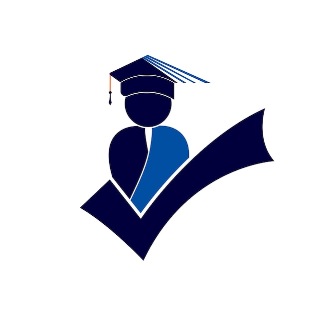 Student and check mark icon and logo design