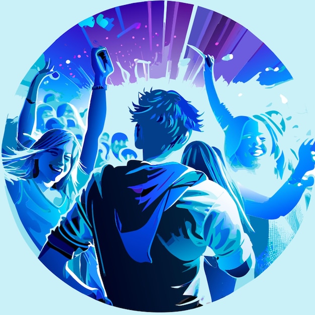 Vector student college boy fun party dance vector illustration