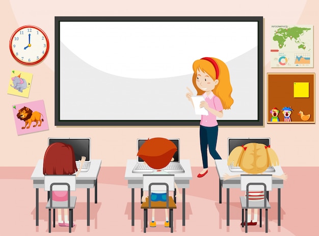 Student in computer class
