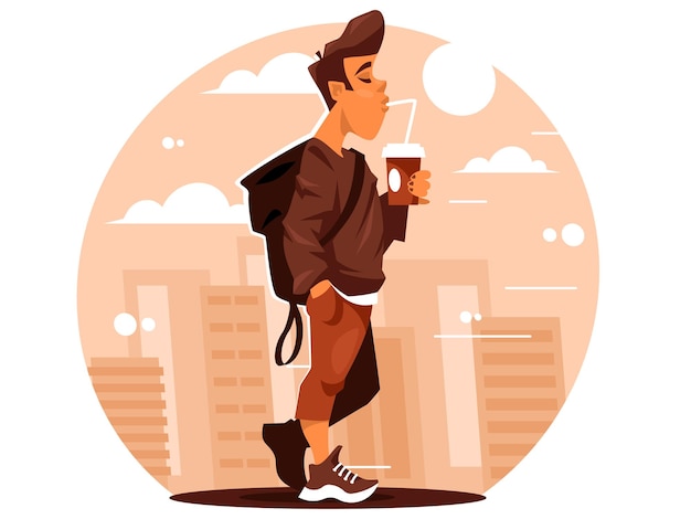学生はソーダを飲む