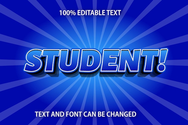 Student editable text effect comic style