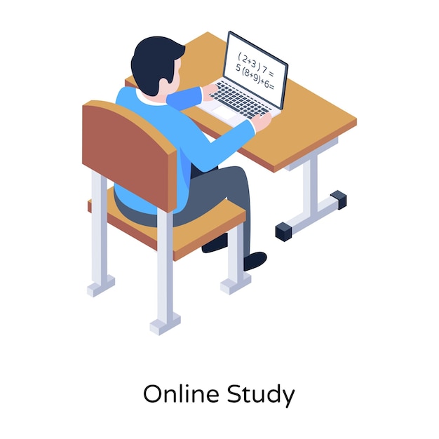 Vector student in an examination hall isometric icon