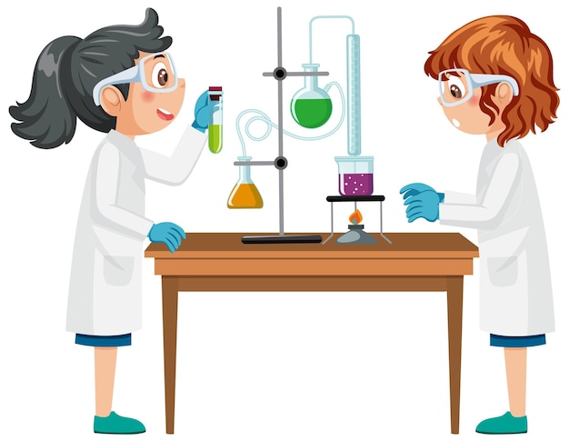 Vector student experiment using science equipments