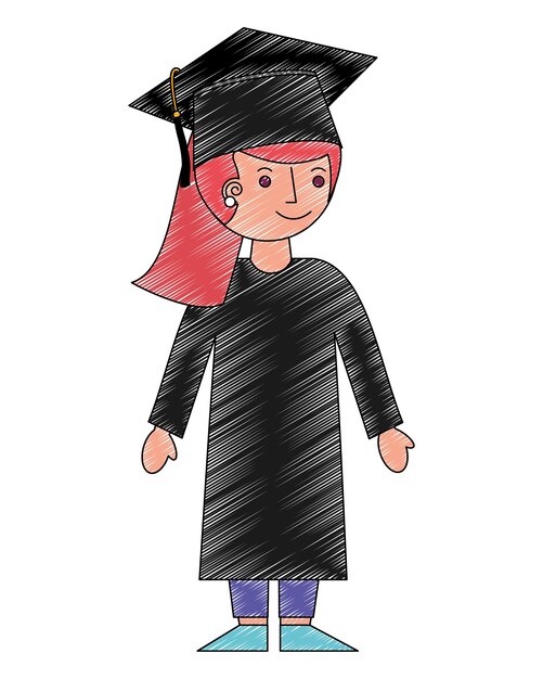 Vector student girl graduated avatar character