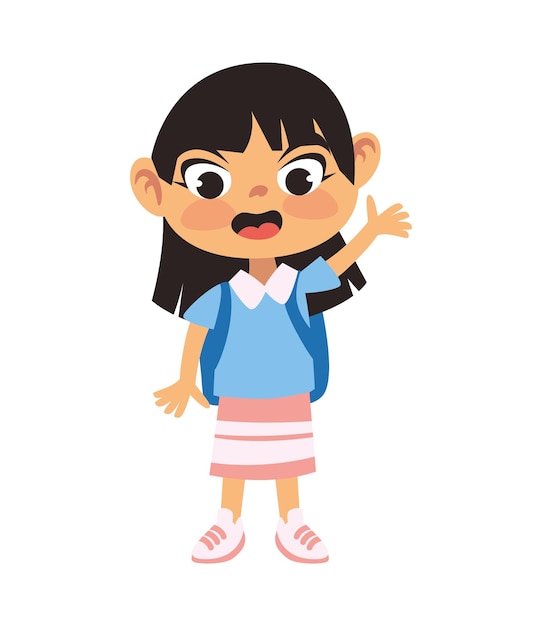 Vector student girl little isolated icon