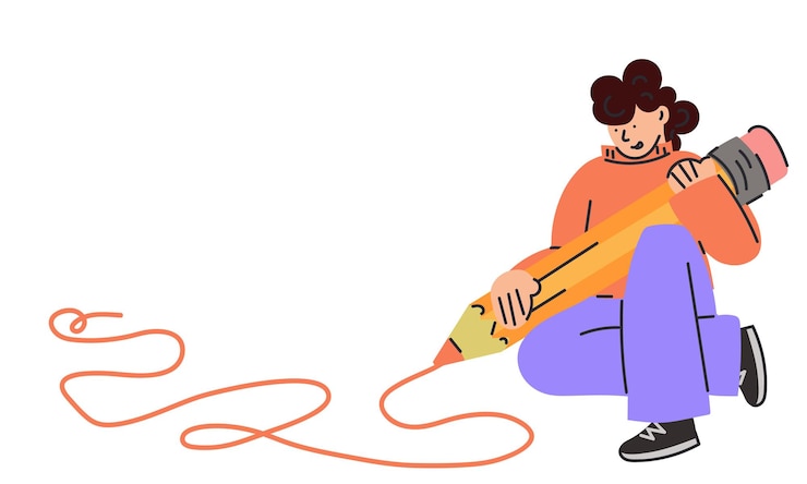 Vector 学生の女の子が座って大きな筆で絵を描き女の子のアーティストがフレームデザインをします学校に戻ります