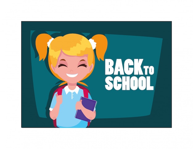 Vector student girl with back to school, back to school