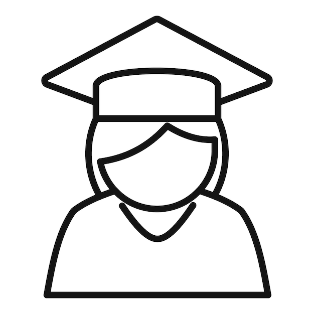 Vector student graduation icon outline vector degree graduate cap school