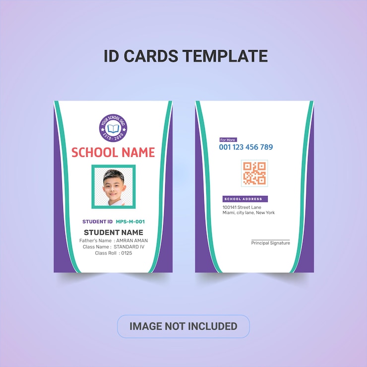 Vector student id card design template id card design for school identity card design