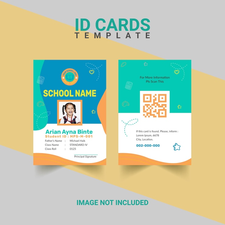 Student ID Card ontwerp sjabloon Id card ontwerp voor school Identiteitskaart ontwerp