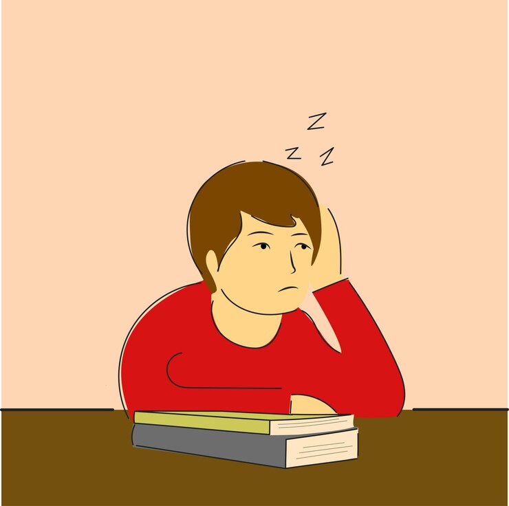 Vector a student is sleepy at the time of a lesson he doesn't like