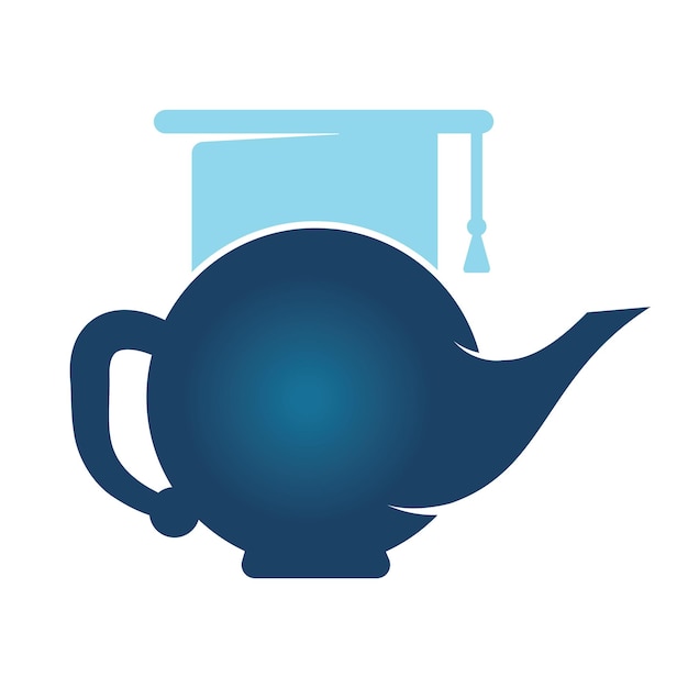 Student Kettle logo concept design Teapot school logo vector