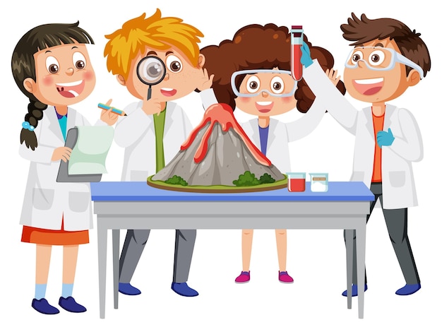 Student kids doing science experiment