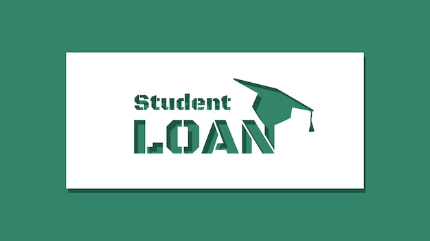 Student Loan message on cutout paper on green background design