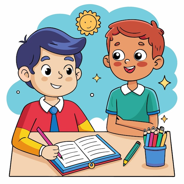 席の仲間のノートブックを見ている学生