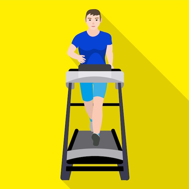 Student man treadmill icon Flat illustration of student man treadmill vector icon for web design