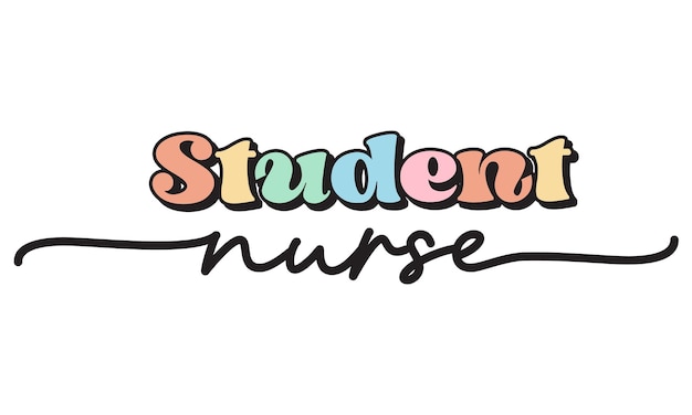 Студентка медсестра медицинская карьера цитата ретро классная типография сублимация SVG на белом фоне