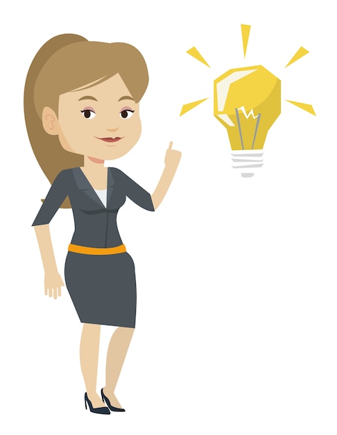 Student pointing at idea bulb vector illustration