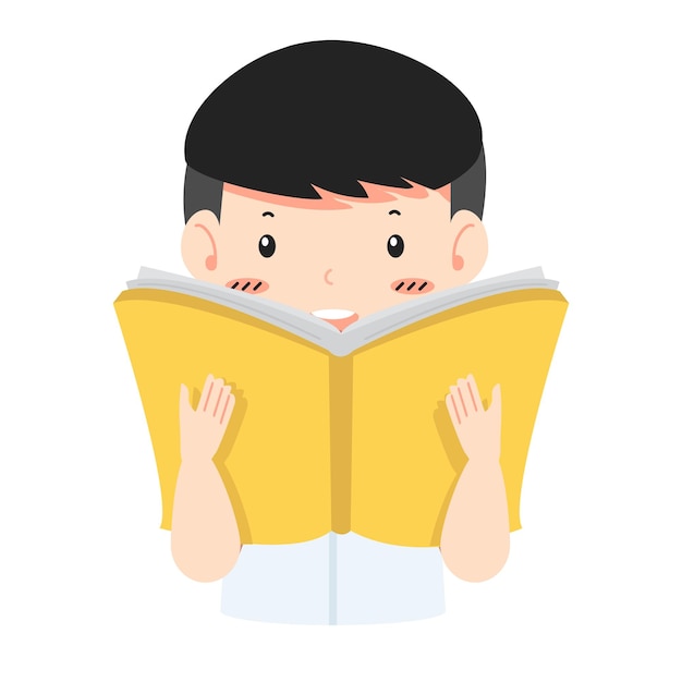 Student reading a book vector