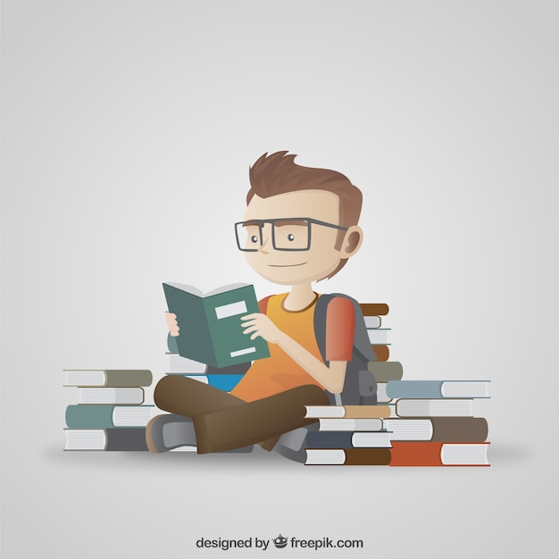 Student reading illustratie