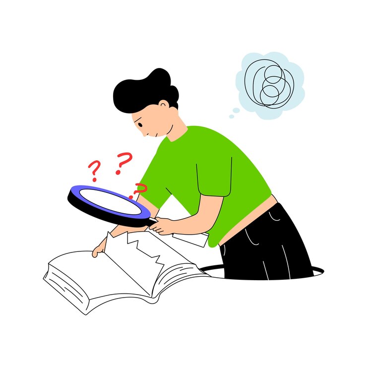 Vector a student reading and preparing for exams