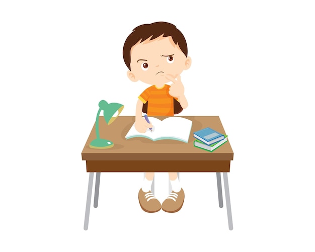 student sitting on desk working for homework