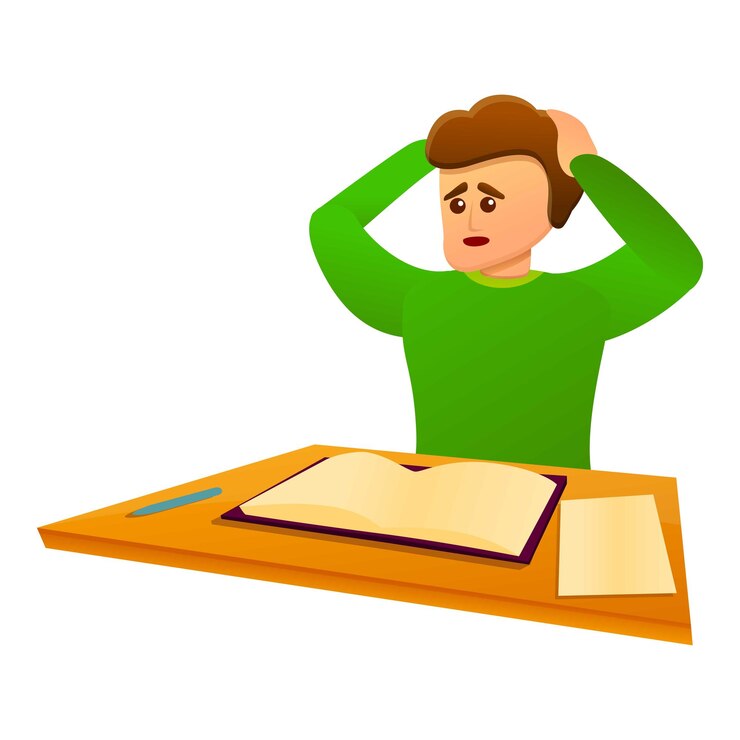 Vector student stress exam preparation icon cartoon of student stress exam preparation vector icon for web design isolated on white background