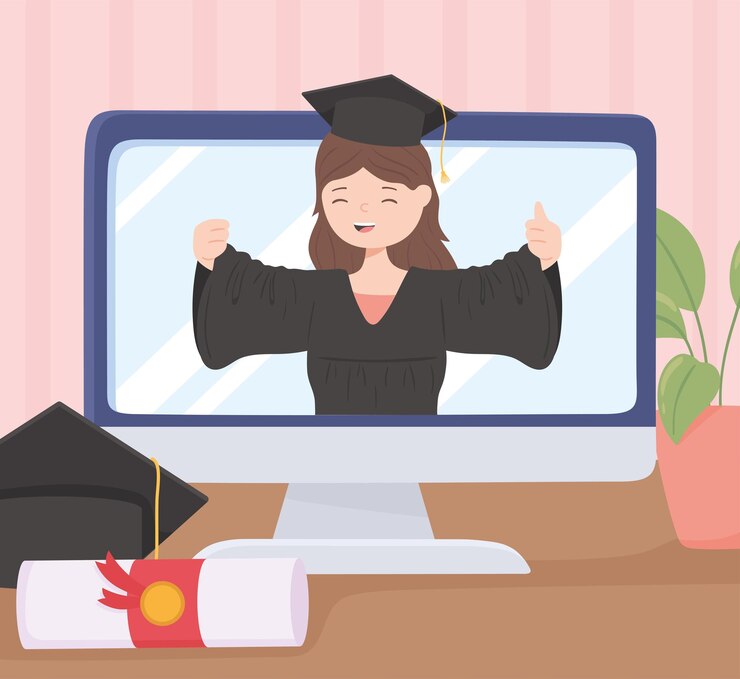 Vector student virtual graduation