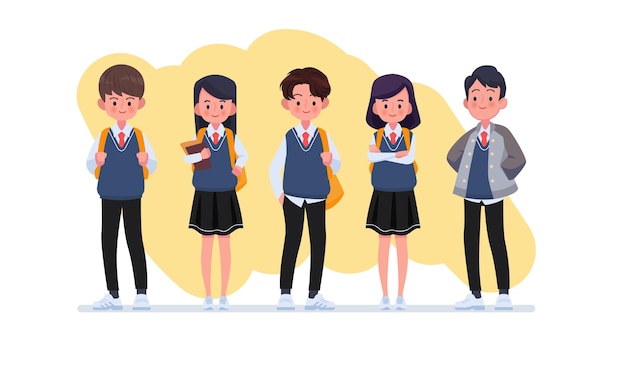 Vector student wearing uniform character collection