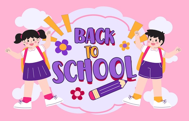 Student with back to school banner vector illustration