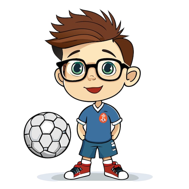 student with football vector illustration cartoon