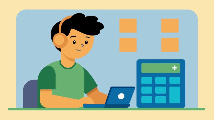 Vector a student with a learning disability using a calculator with audio output to complete math problems
