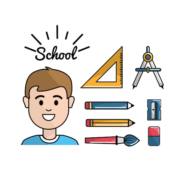 Student with school tools to learnd