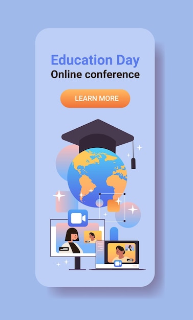 studenten hebben online conferentie tijdens video call onderwijs dag live webinar e-learning concept verticaal