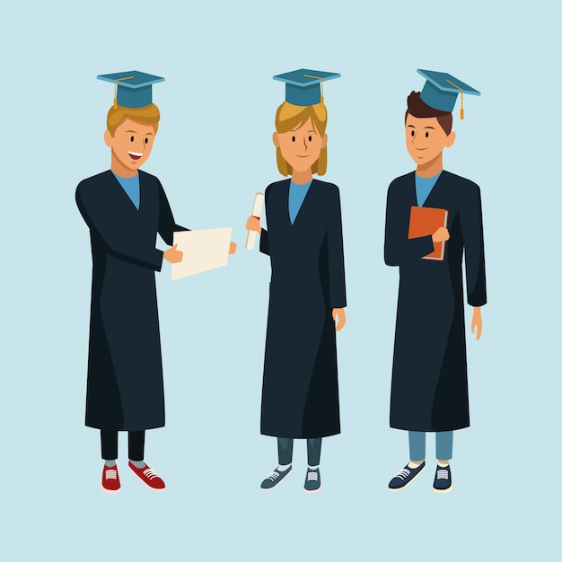 Studenten in gewaad cartoon