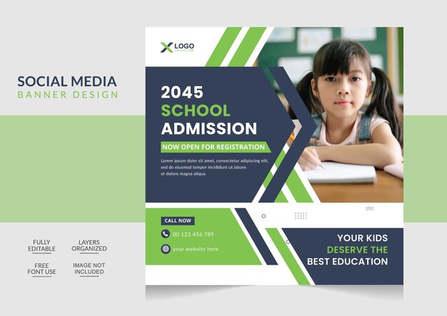 Students Admission social media post modern design template