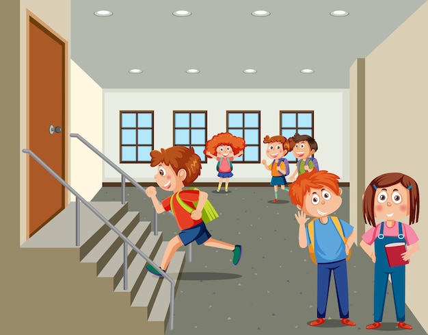 Students at school scene