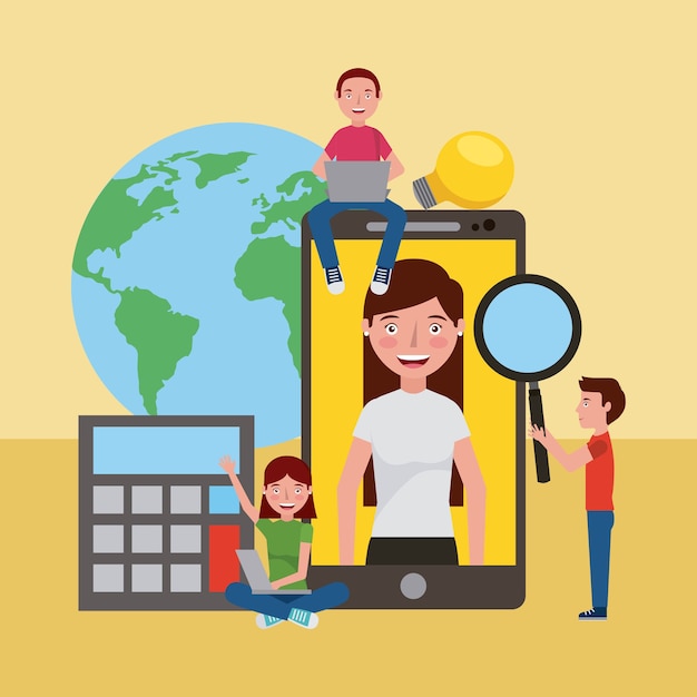 students smartphone world learning online education 
