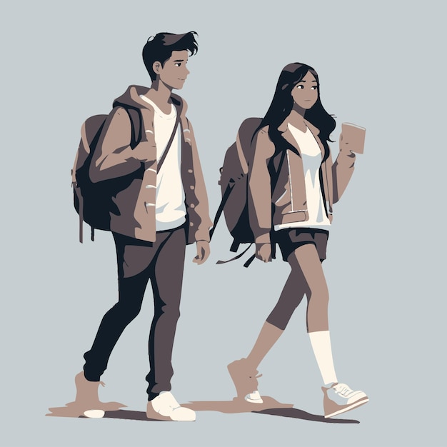 students walking