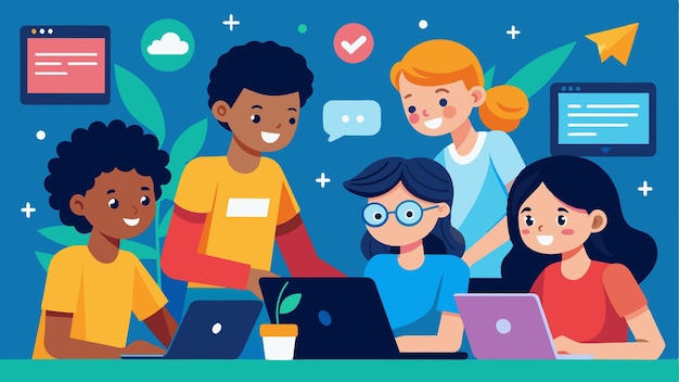 students working together to create a digital game using coding skills theyve learned in class